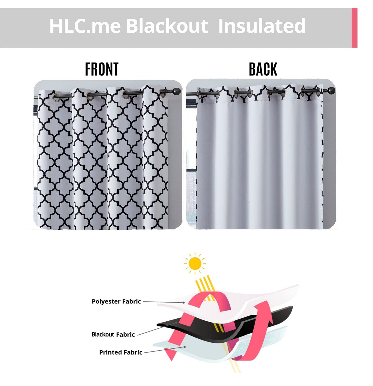Lattice Print Room Darkening Grommet Curtain Panels