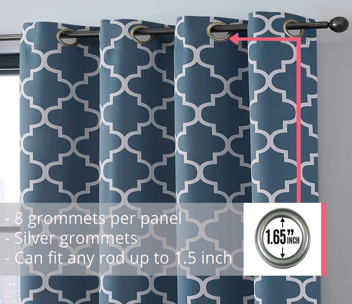 Lattice Print Room Darkening Grommet Curtain Panels