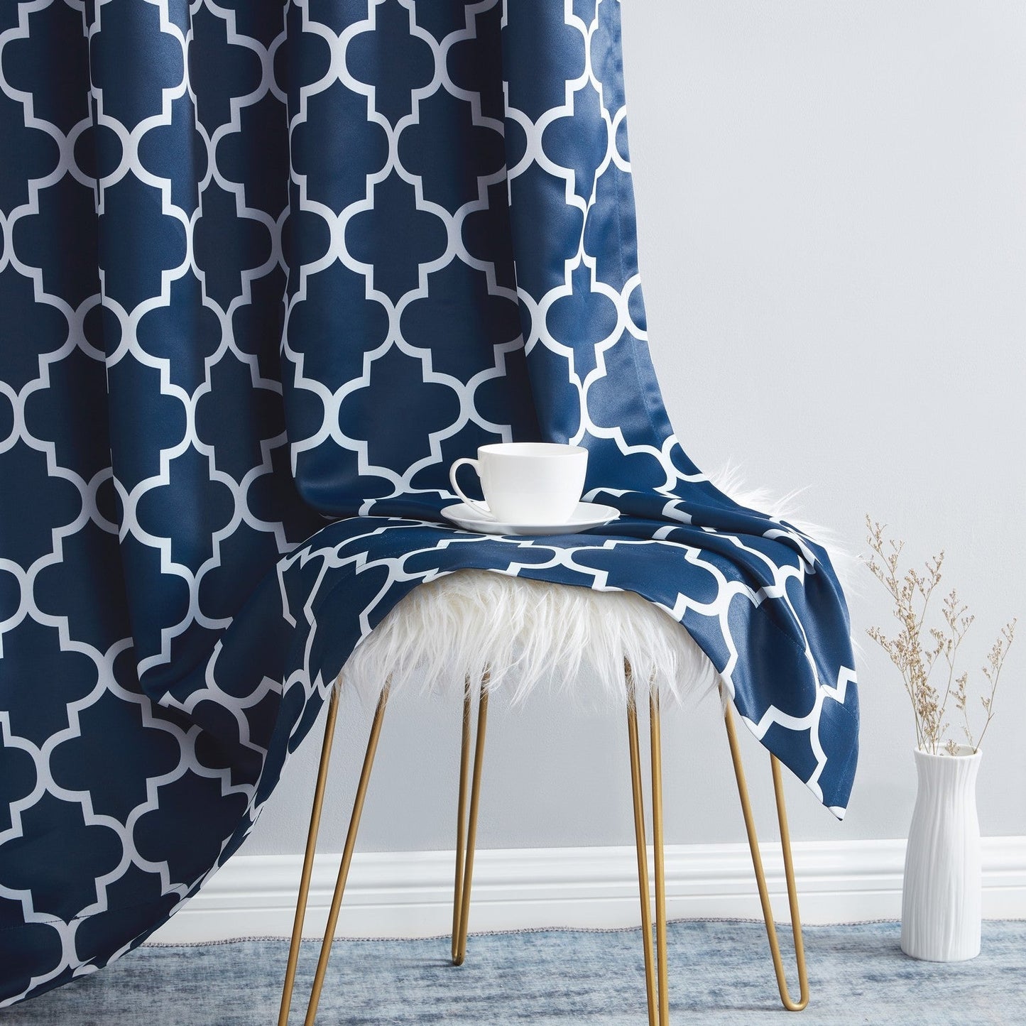 Lattice Print Room Darkening Grommet Curtain Panels