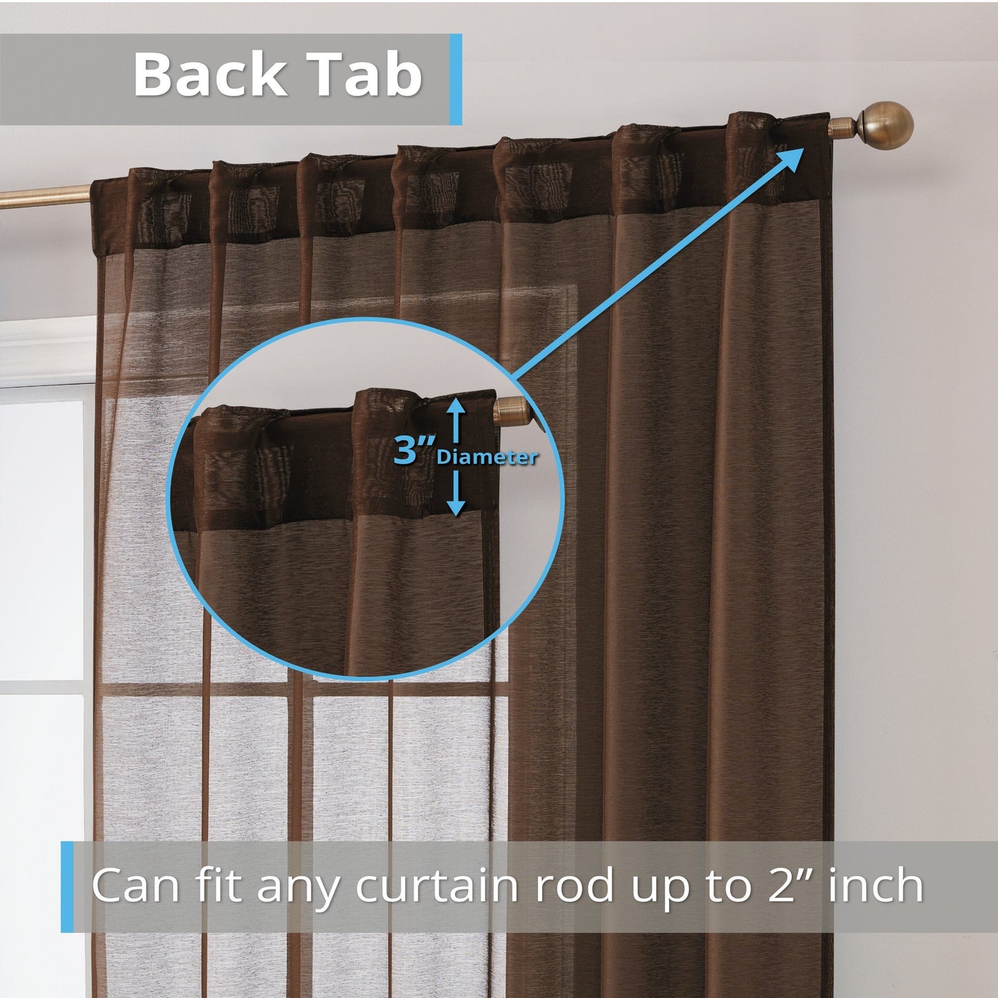Lauren Semi Sheer Back Tab Rod Pocket Panels