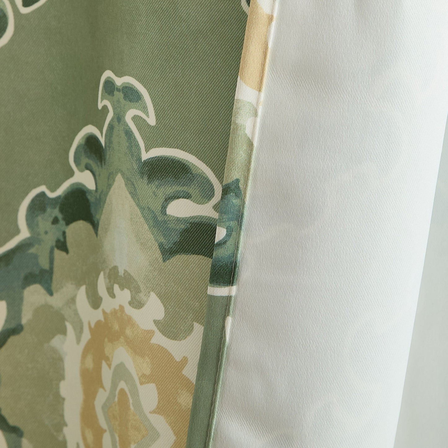 Liam Ogee Medallion Geometric Damask Grommet Room Darkening Window Curtains - Pair