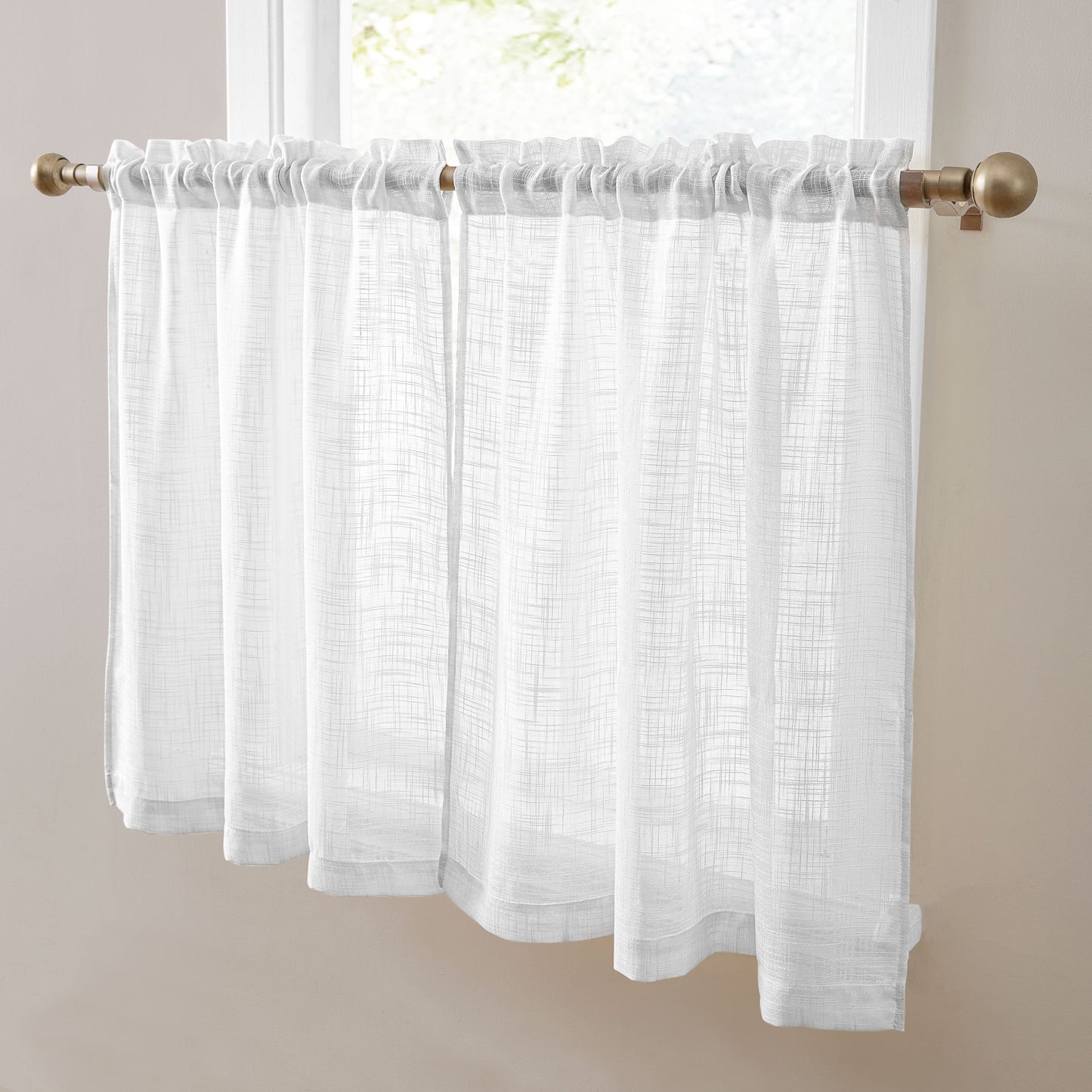 Linda Faux Linen Rod Pocket Cafe Tiers
