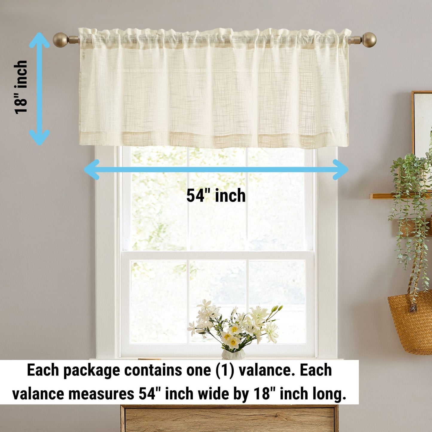 Linda Faux Linen Rod Pocket Cafe Valance