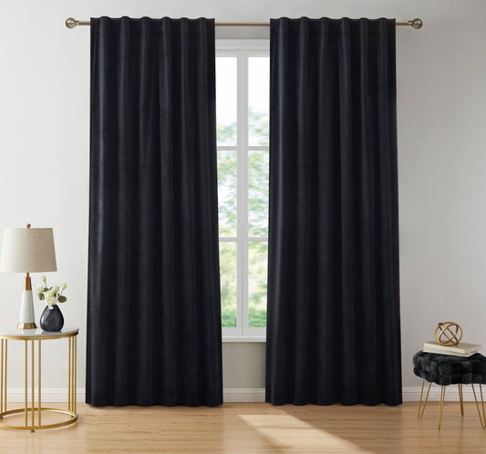 Lopez Velvet Back Tab Rod Pocket Room Darkening Curtain Panels