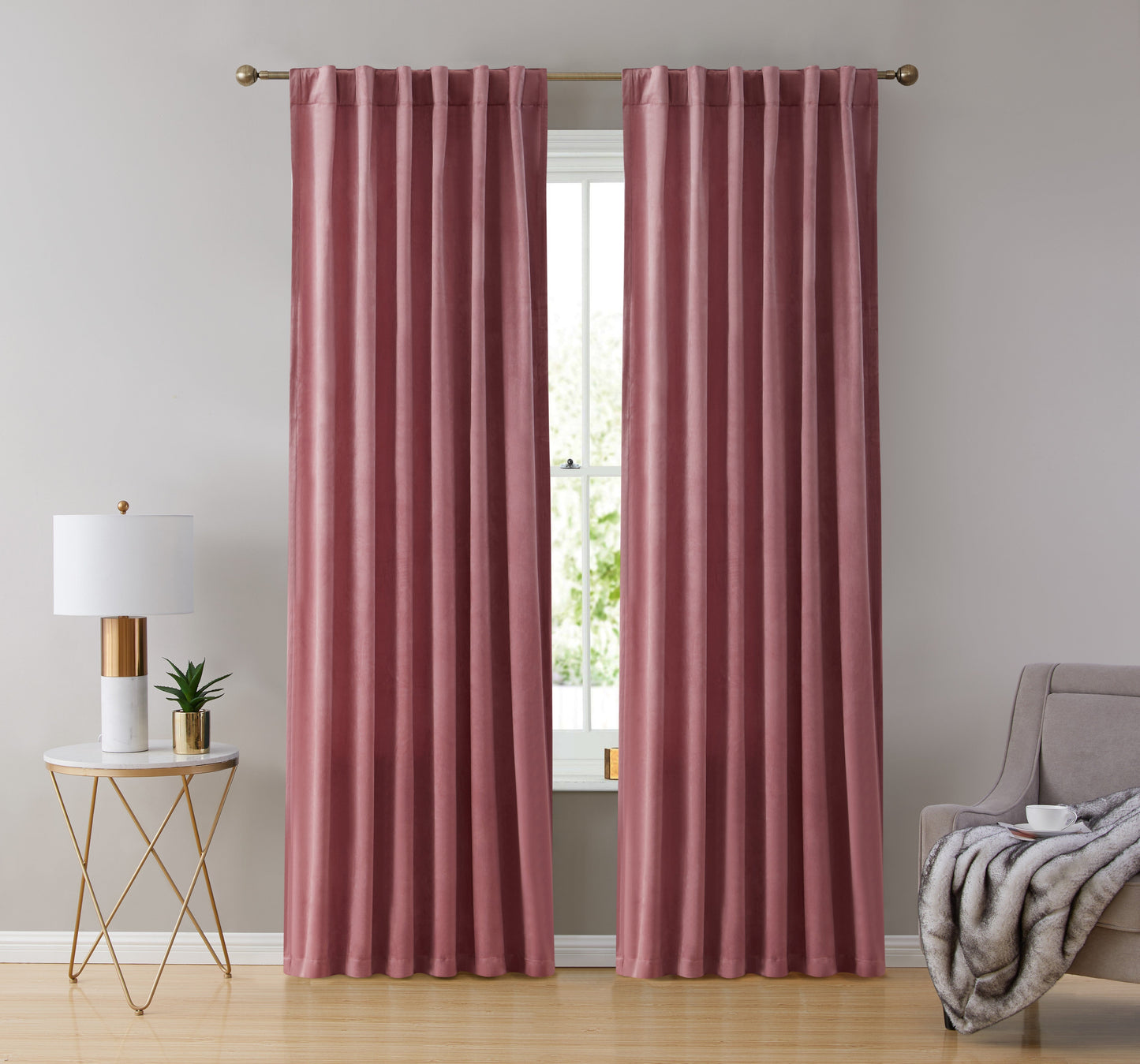 Lopez Velvet Back Tab Rod Pocket Room Darkening Curtain Panels