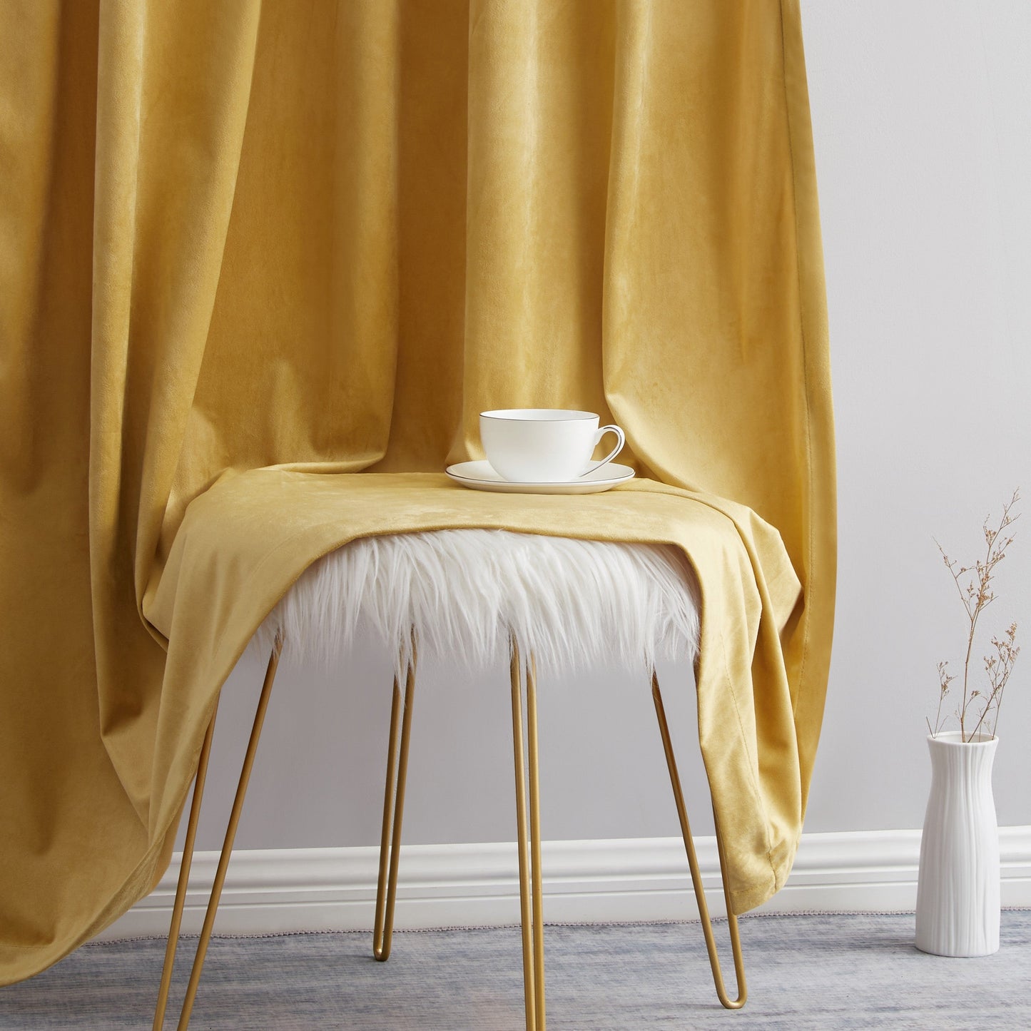 Lopez Velvet Back Tab Rod Pocket Room Darkening Curtain Panels