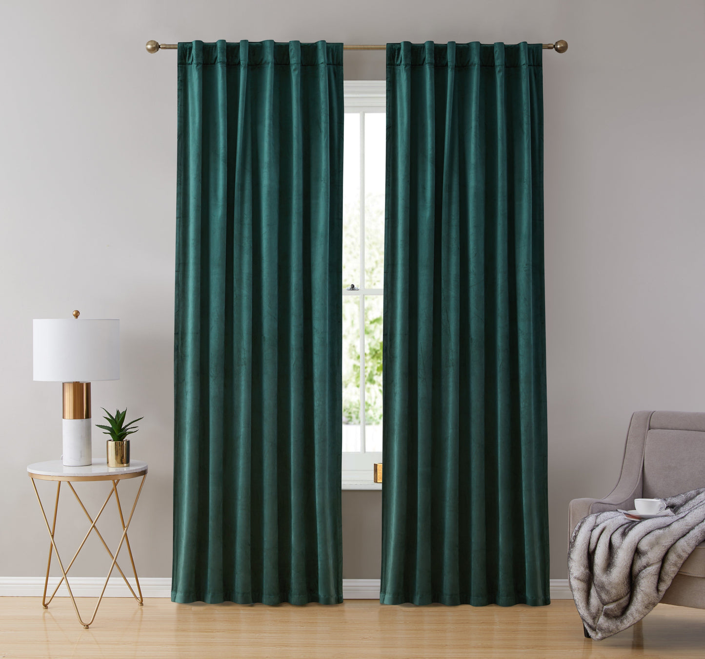 Lopez Velvet Back Tab Rod Pocket Room Darkening Curtain Panels