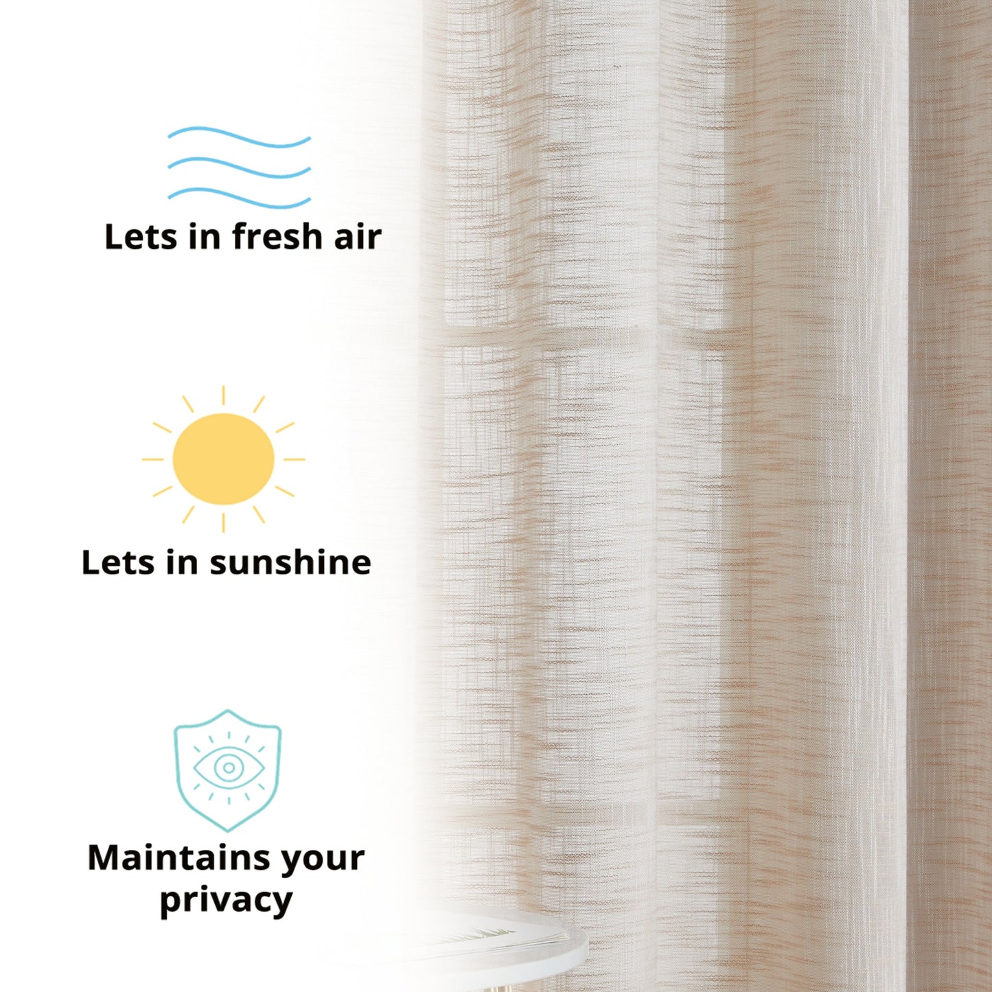 Madison Faux Linen Sheer Grommet Curtain Panels