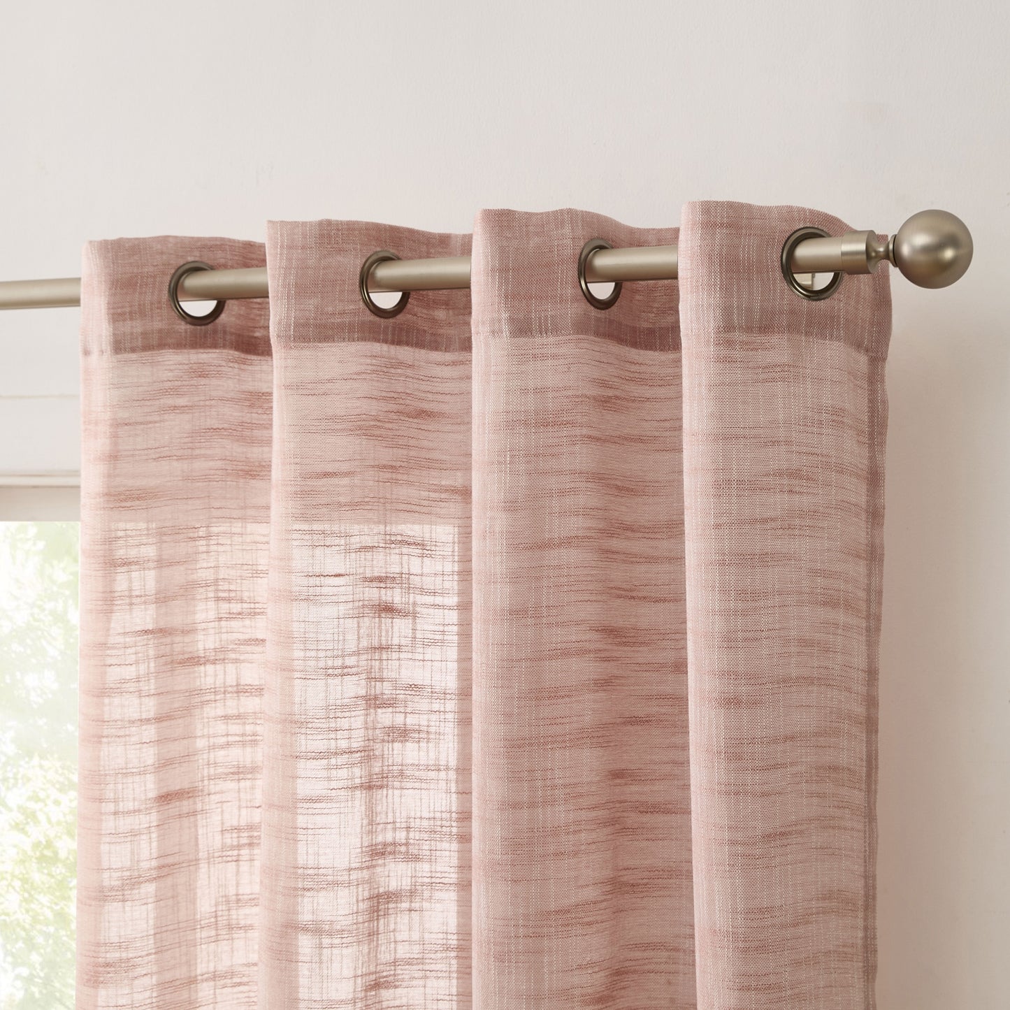Madison Faux Linen Sheer Grommet Curtain Panels