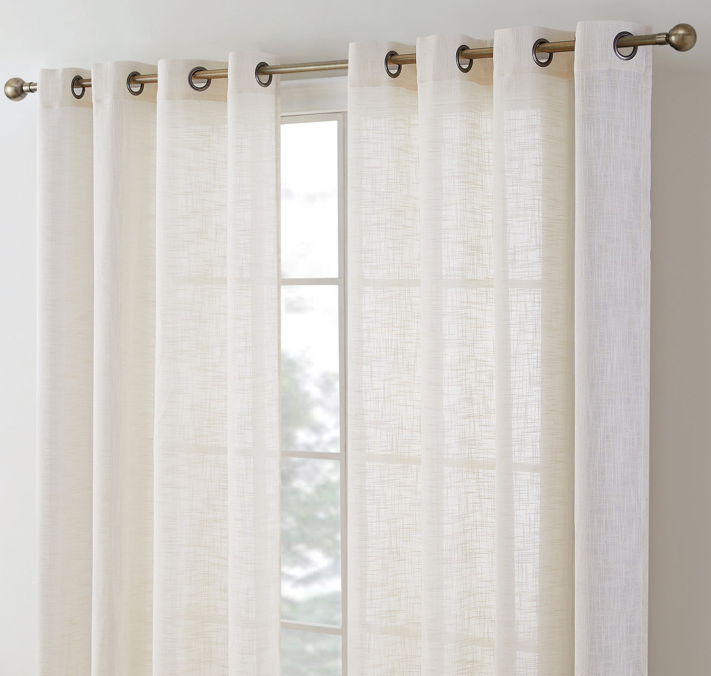 Madison Faux Linen Sheer Grommet Curtain Panels