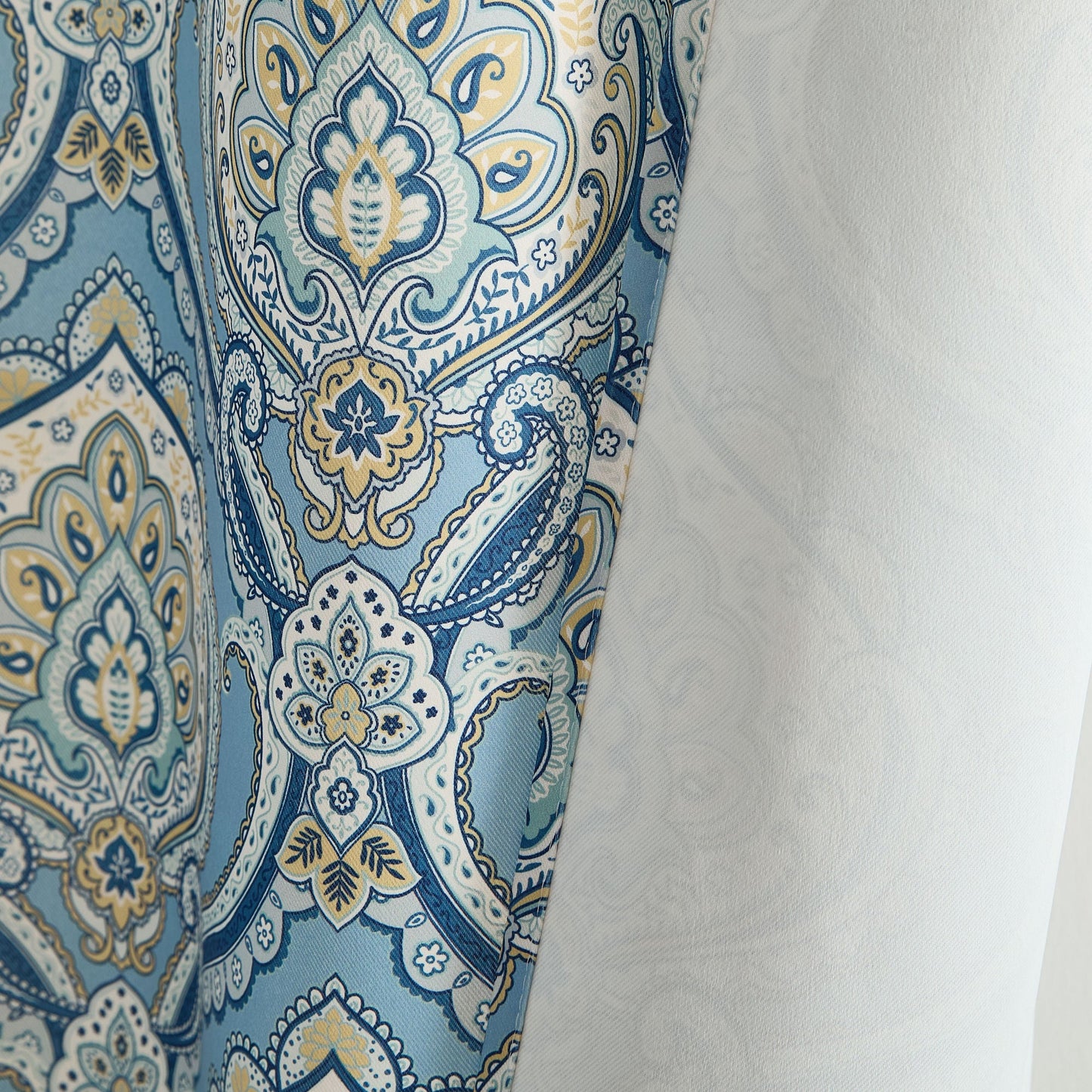 Messina Medallion Paisley Floral Damask Back Tab Rod Pocket Room Darkening Window Curtains - Pair