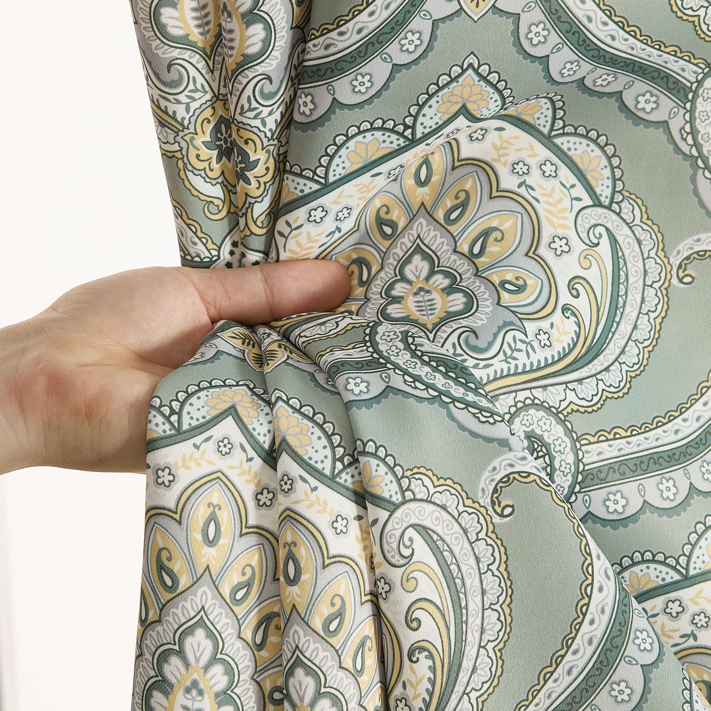 Messina Medallion Paisley Floral Damask Back Tab Rod Pocket Room Darkening Window Curtains - Pair