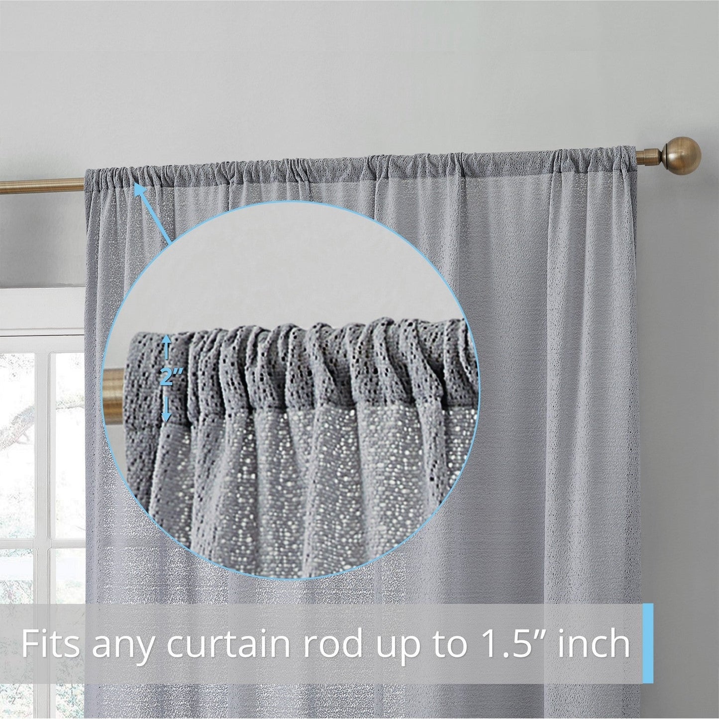 Monaco Macrame Lace Sheer Rod Pocket Curtain Panels