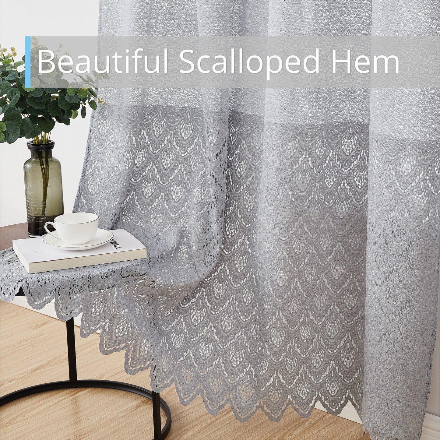 Monaco Macrame Lace Sheer Rod Pocket Curtain Panels