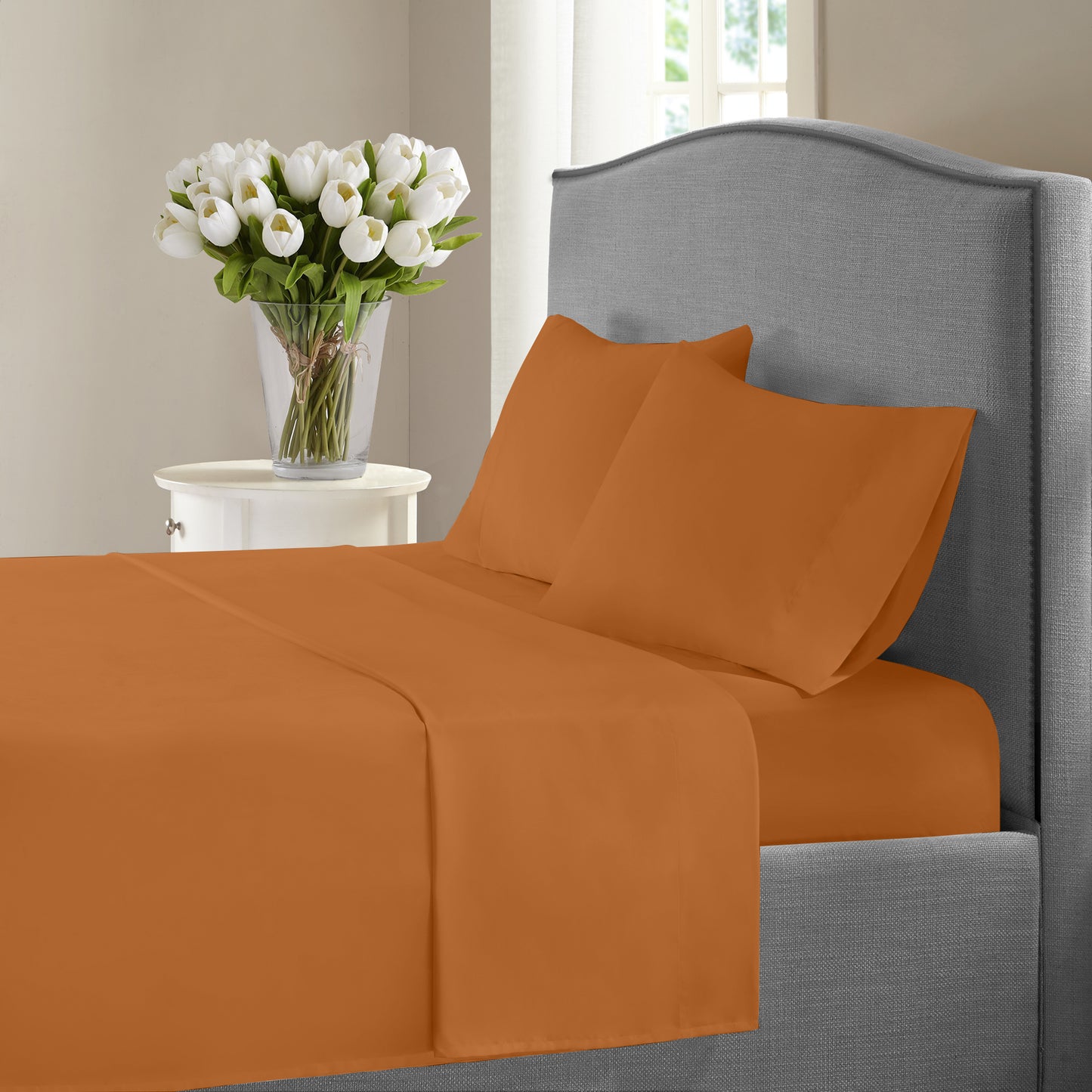 New York Collection 1200 Thread Count Solid Deep Pocket 100% Cotton Sheet Set