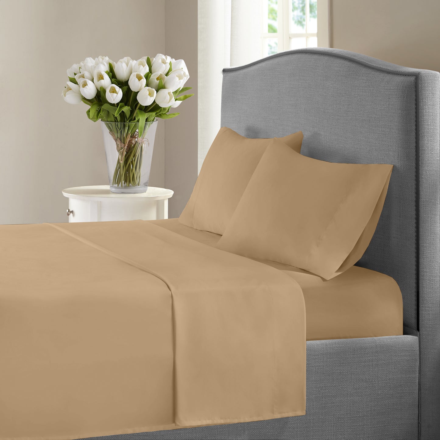 New York Collection 1200 Thread Count Solid Deep Pocket 100% Cotton Sheet Set