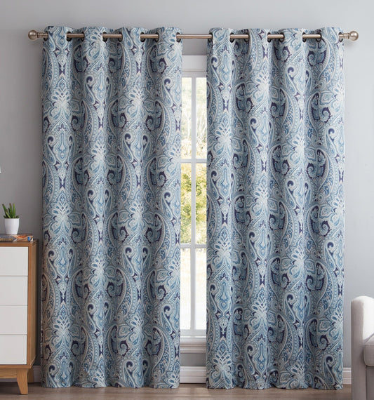 Paris Paisley Floral Room Darkening Grommet Curtain Panels