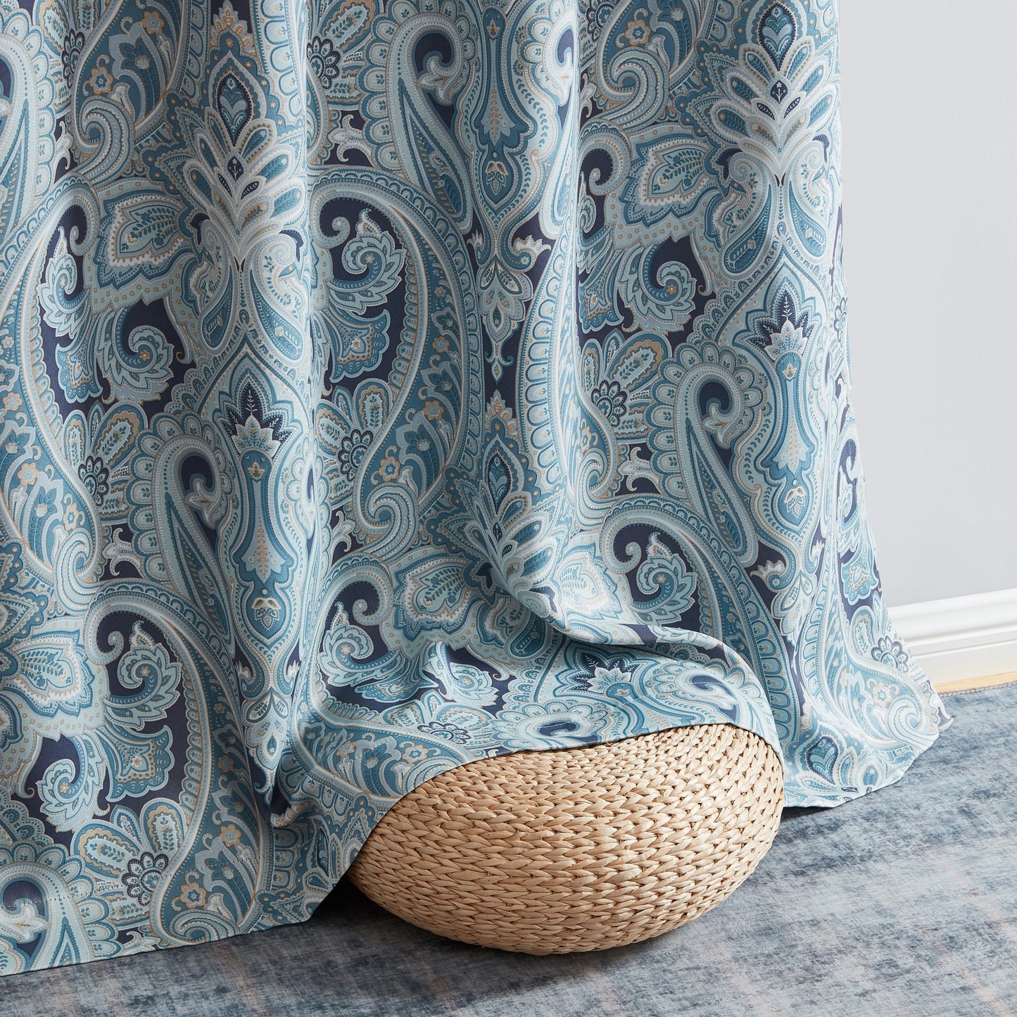 Paris Paisley Floral Room Darkening Grommet Curtain Panels