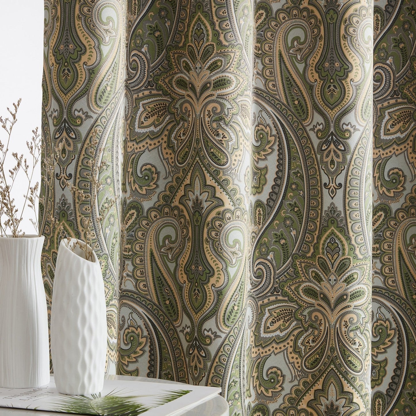 Paris Paisley Floral Room Darkening Grommet Curtain Panels