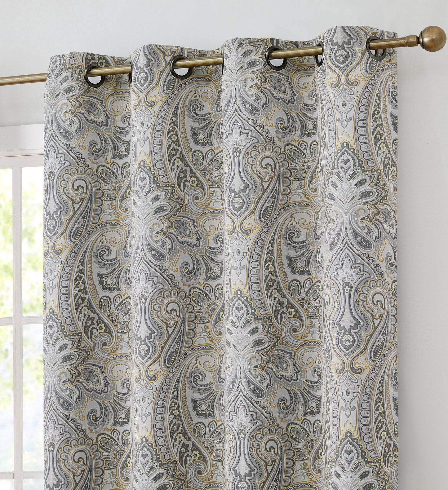 Paris Paisley Floral Room Darkening Grommet Curtain Panels