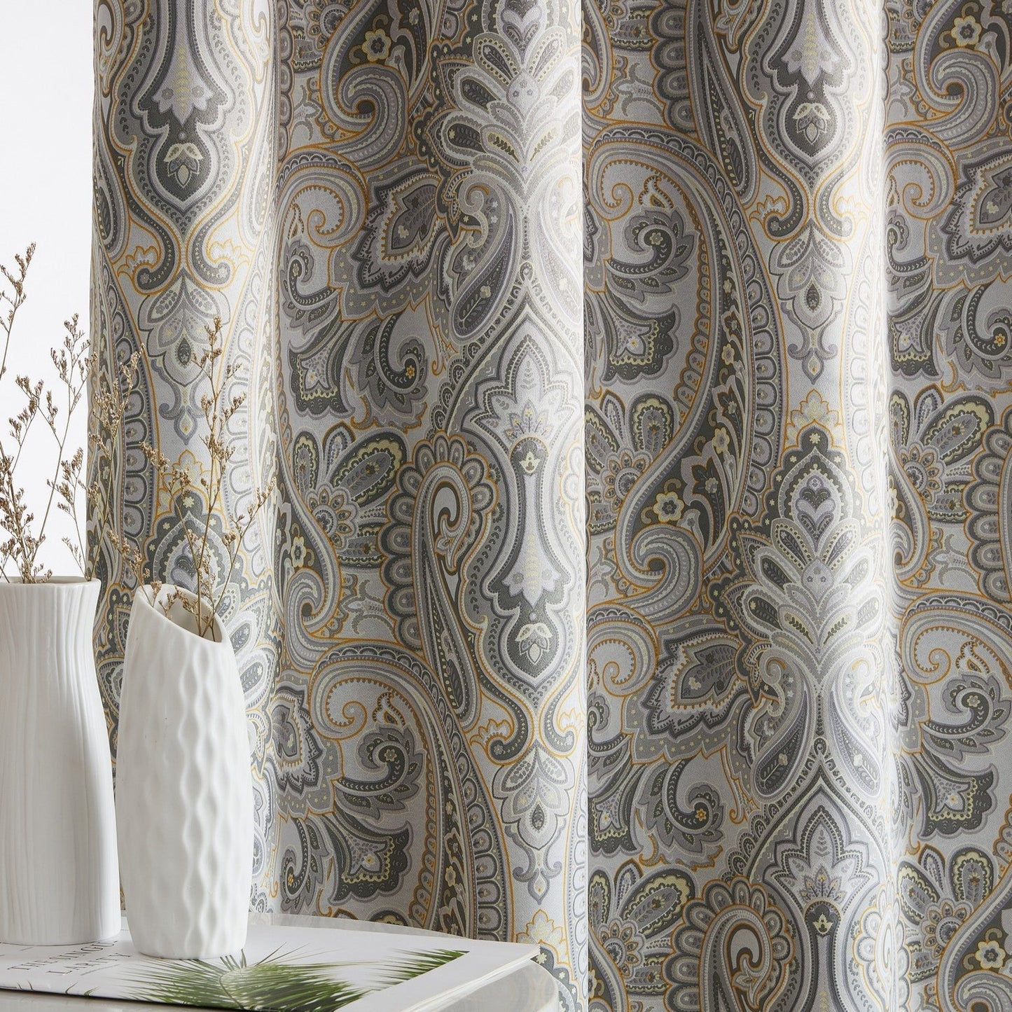 Paris Paisley Floral Room Darkening Grommet Curtain Panels