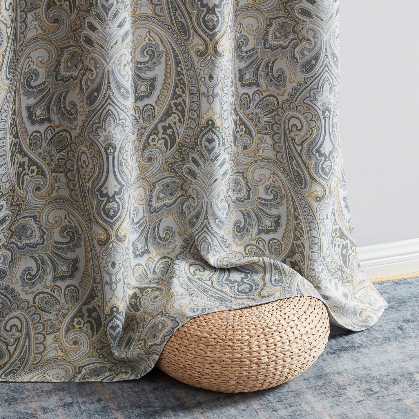 Paris Paisley Floral Room Darkening Grommet Curtain Panels
