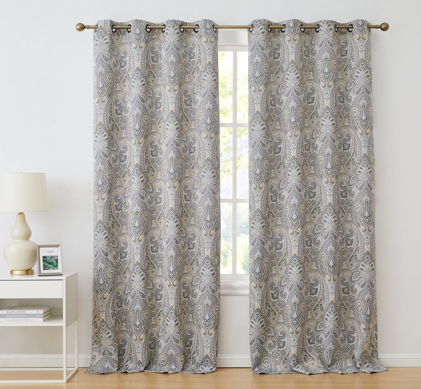 Paris Paisley Floral Room Darkening Grommet Curtain Panels