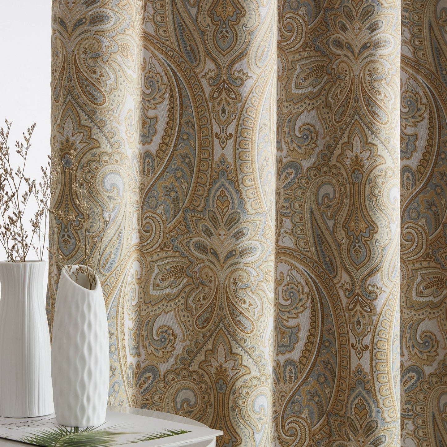 Paris Paisley Floral Room Darkening Grommet Curtain Panels