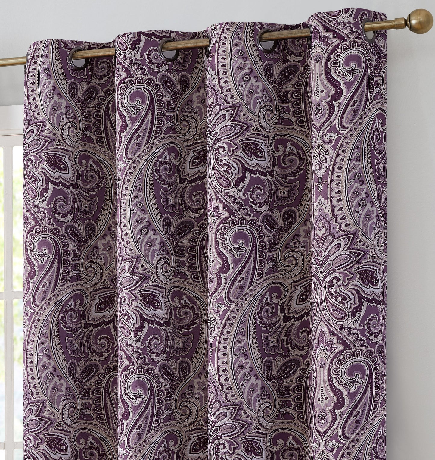 Paris Paisley Floral Room Darkening Grommet Curtain Panels