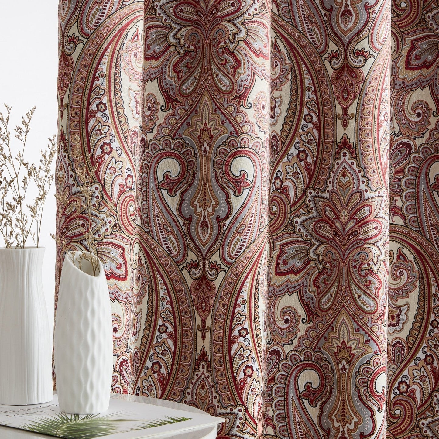Paris Paisley Floral Room Darkening Grommet Curtain Panels