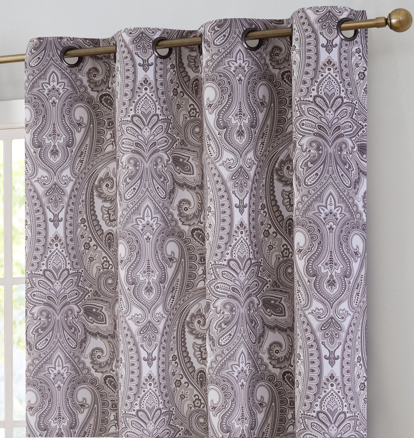 Paris Paisley Floral Room Darkening Grommet Curtain Panels