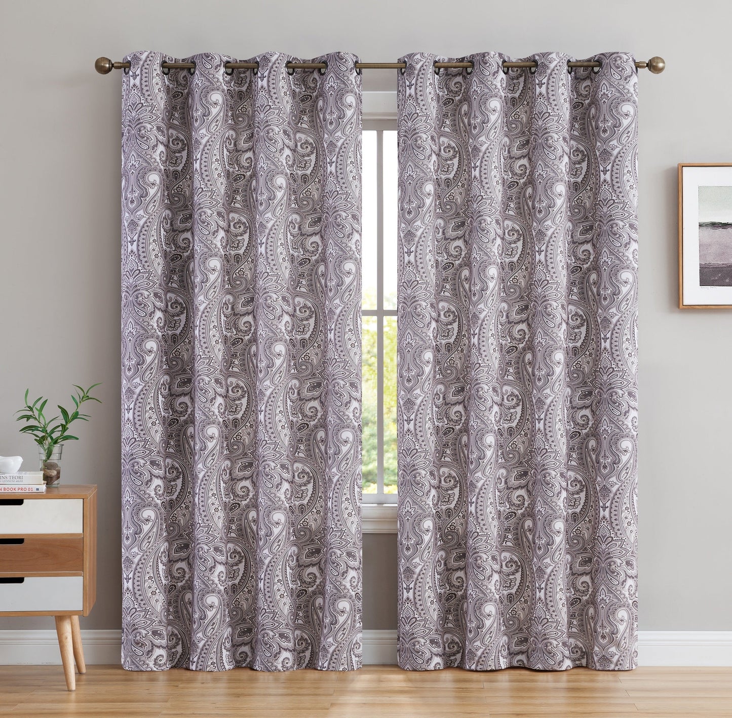 Paris Paisley Floral Room Darkening Grommet Curtain Panels