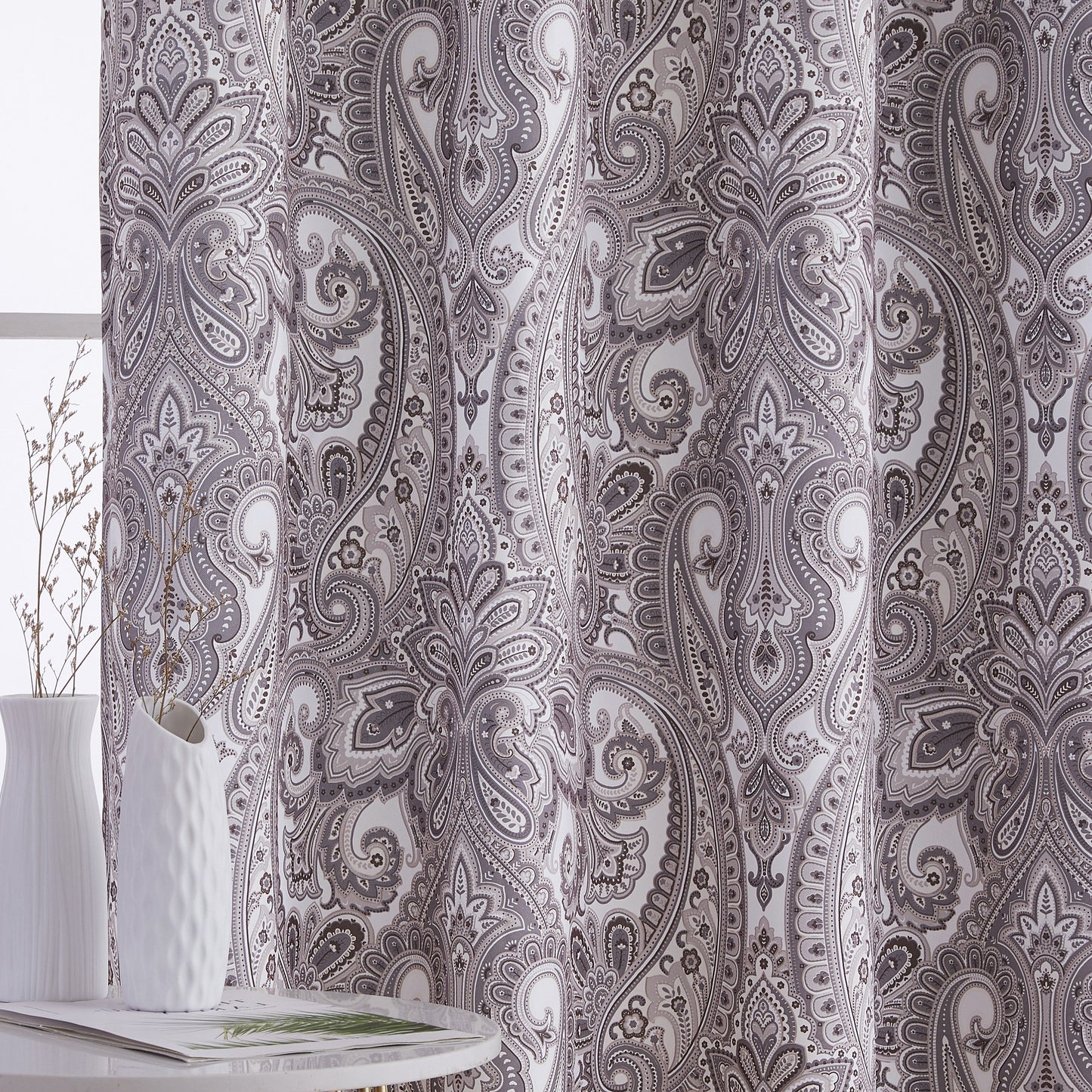 Paris Paisley Floral Room Darkening Grommet Curtain Panels