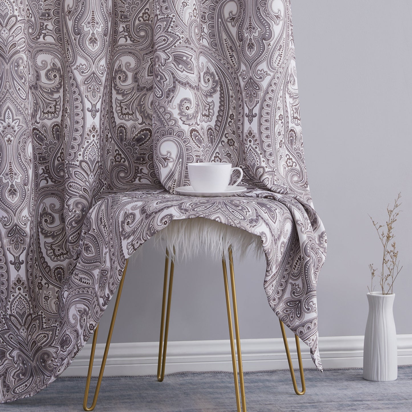 Paris Paisley Floral Room Darkening Grommet Curtain Panels