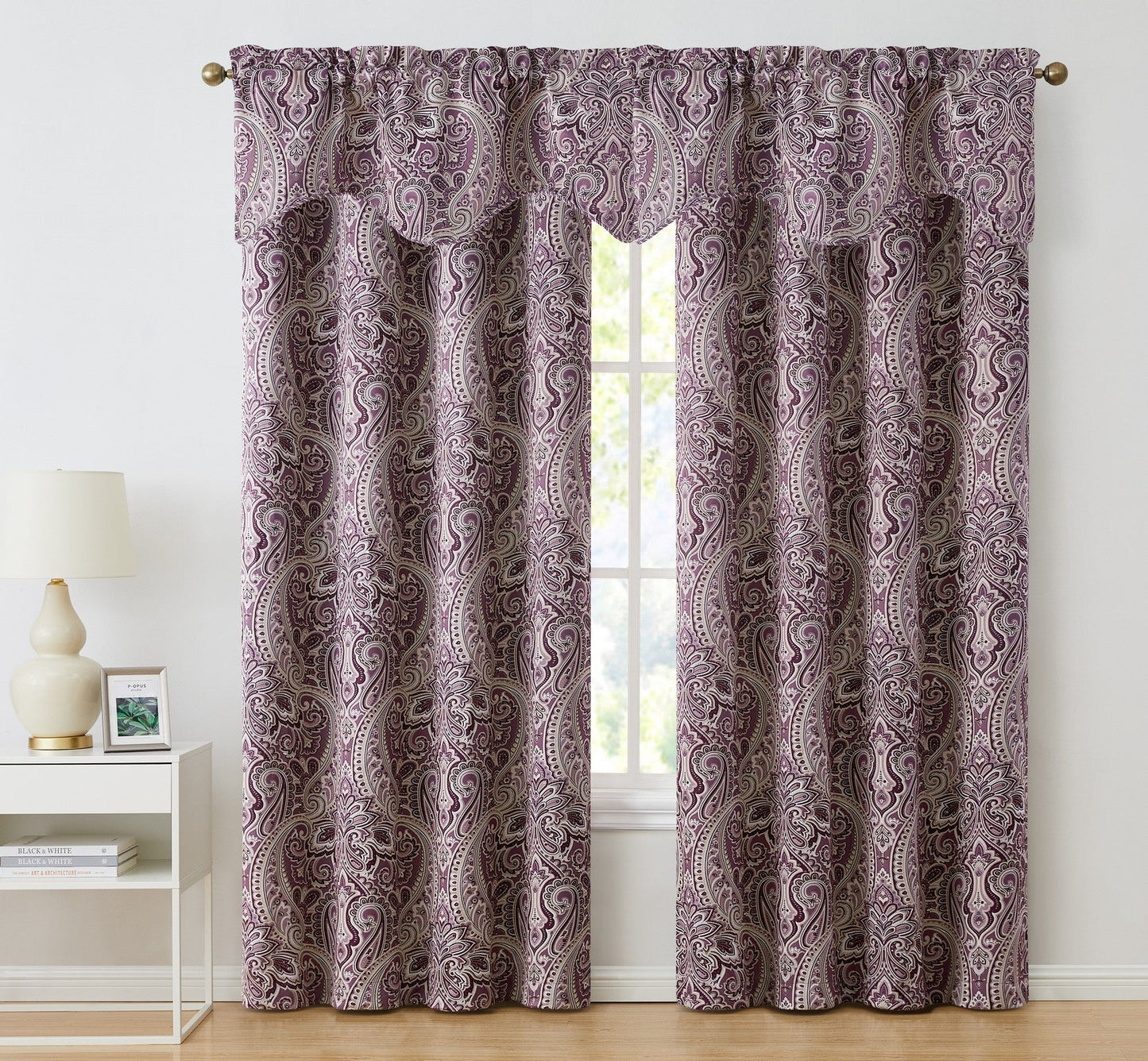 Paris Paisley Floral Scalloped Curtain Valance - 50 W x 20 L In