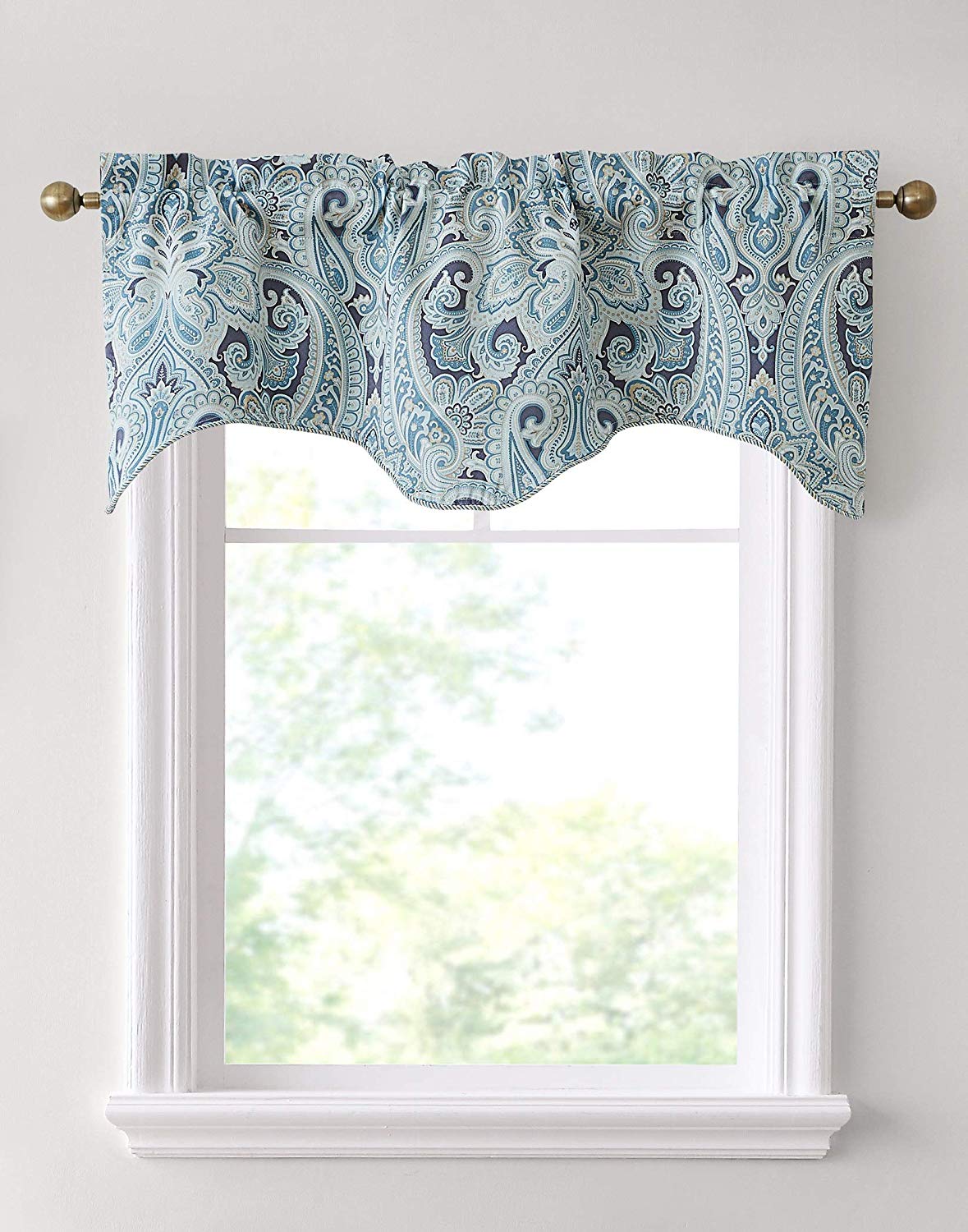Paris Paisley Floral Scalloped Curtain Valance - 50 W x 20 L In