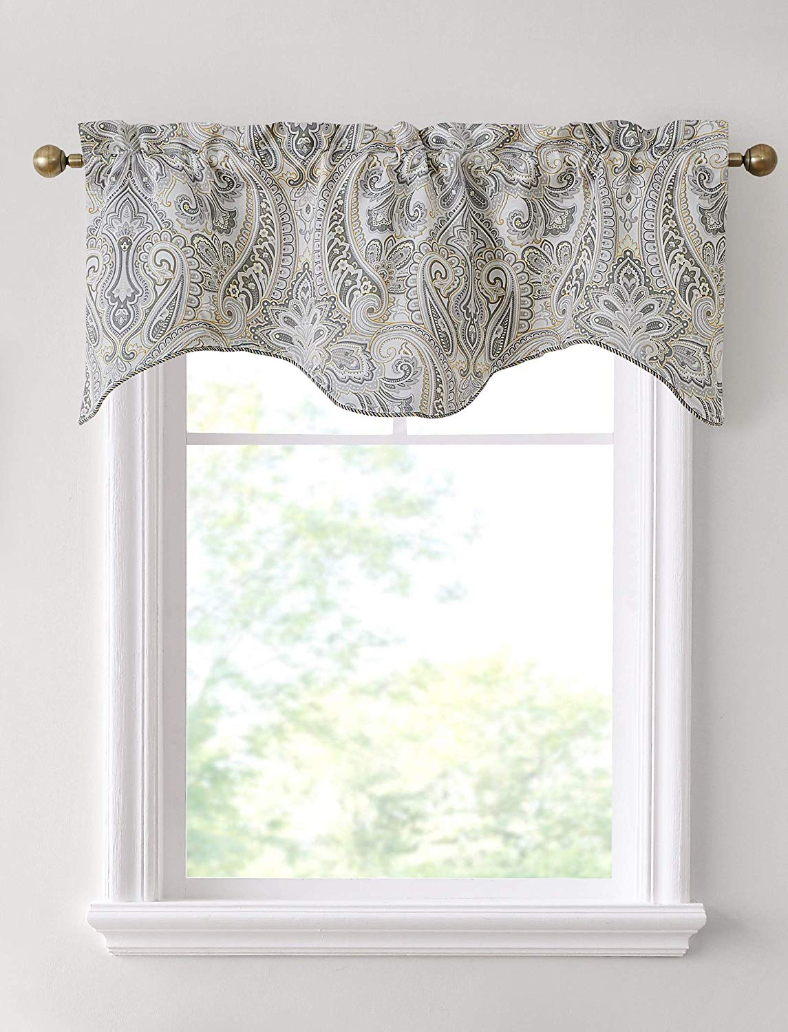 Paris Paisley Floral Scalloped Curtain Valance - 50 W x 20 L In