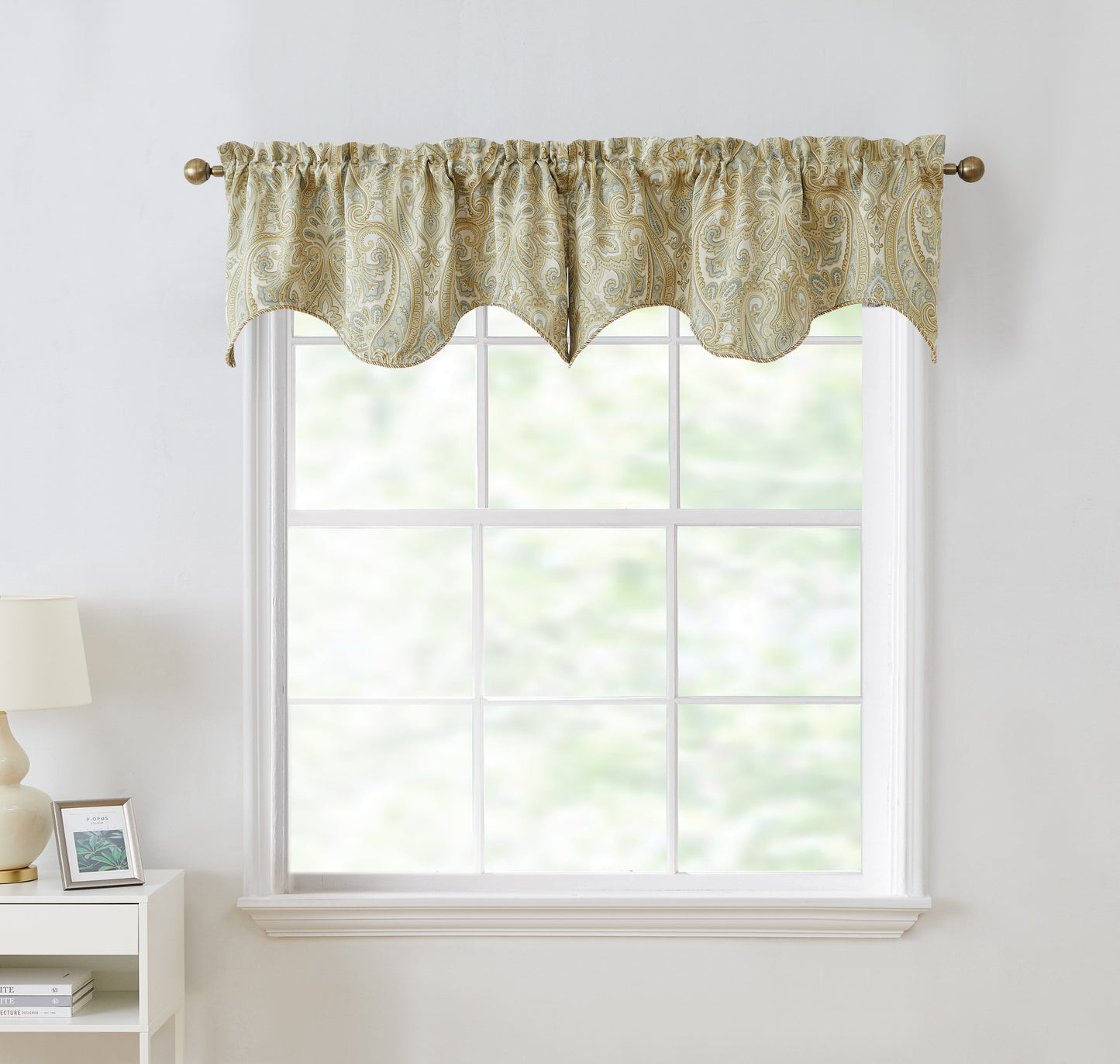 Paris Paisley Floral Scalloped Curtain Valance - 50 W x 20 L In