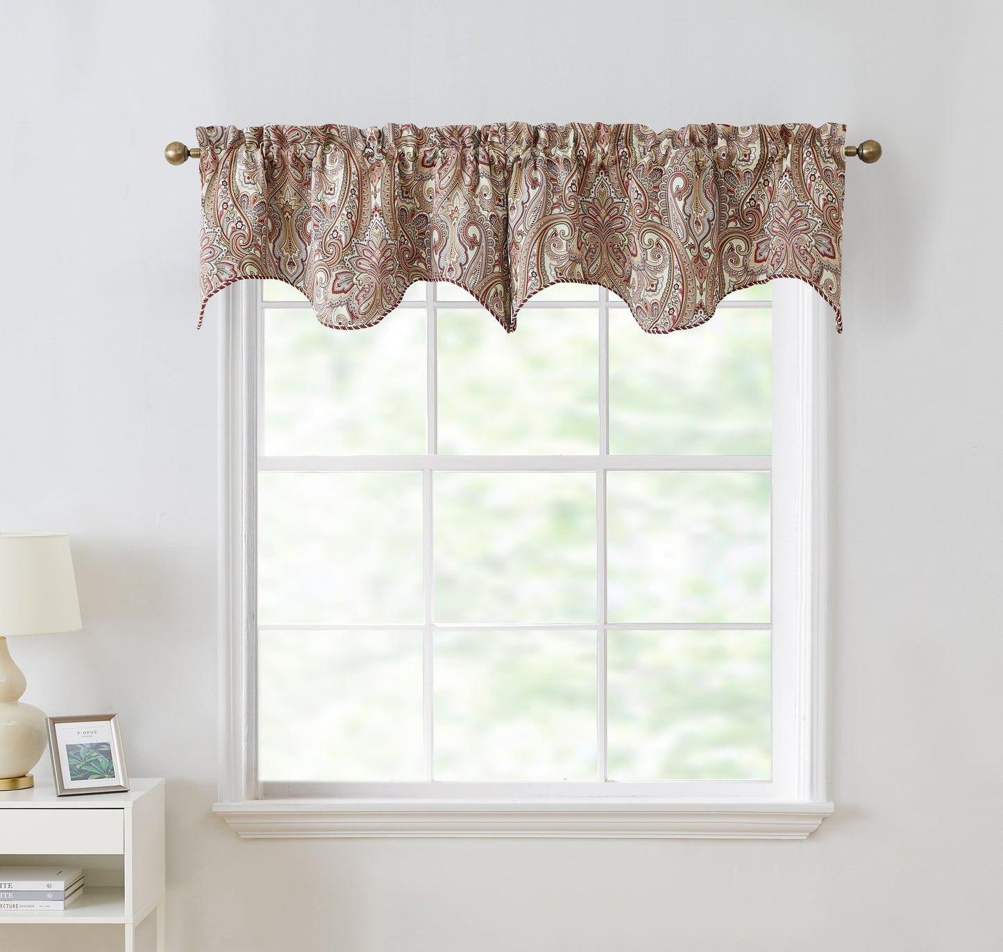 Paris Paisley Floral Scalloped Curtain Valance - 50 W x 20 L In