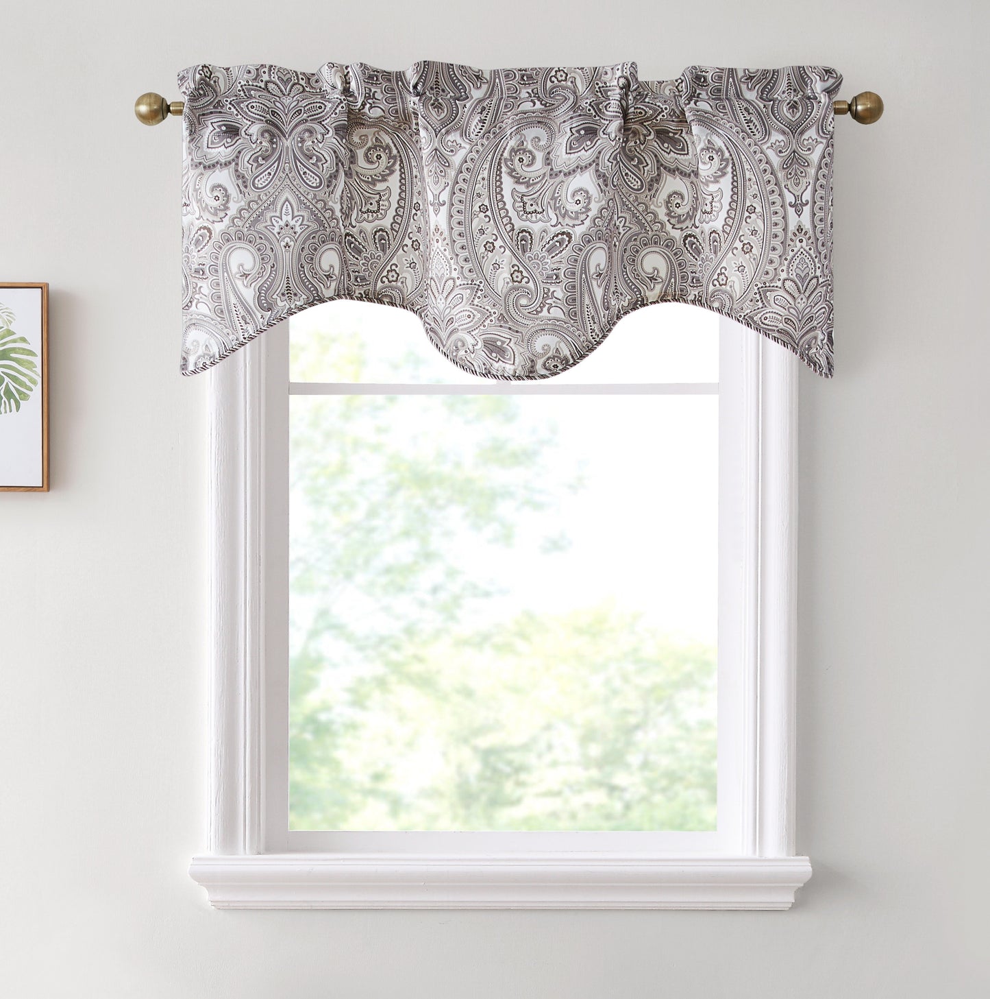 Paris Paisley Floral Scalloped Curtain Valance - 50 W x 20 L In