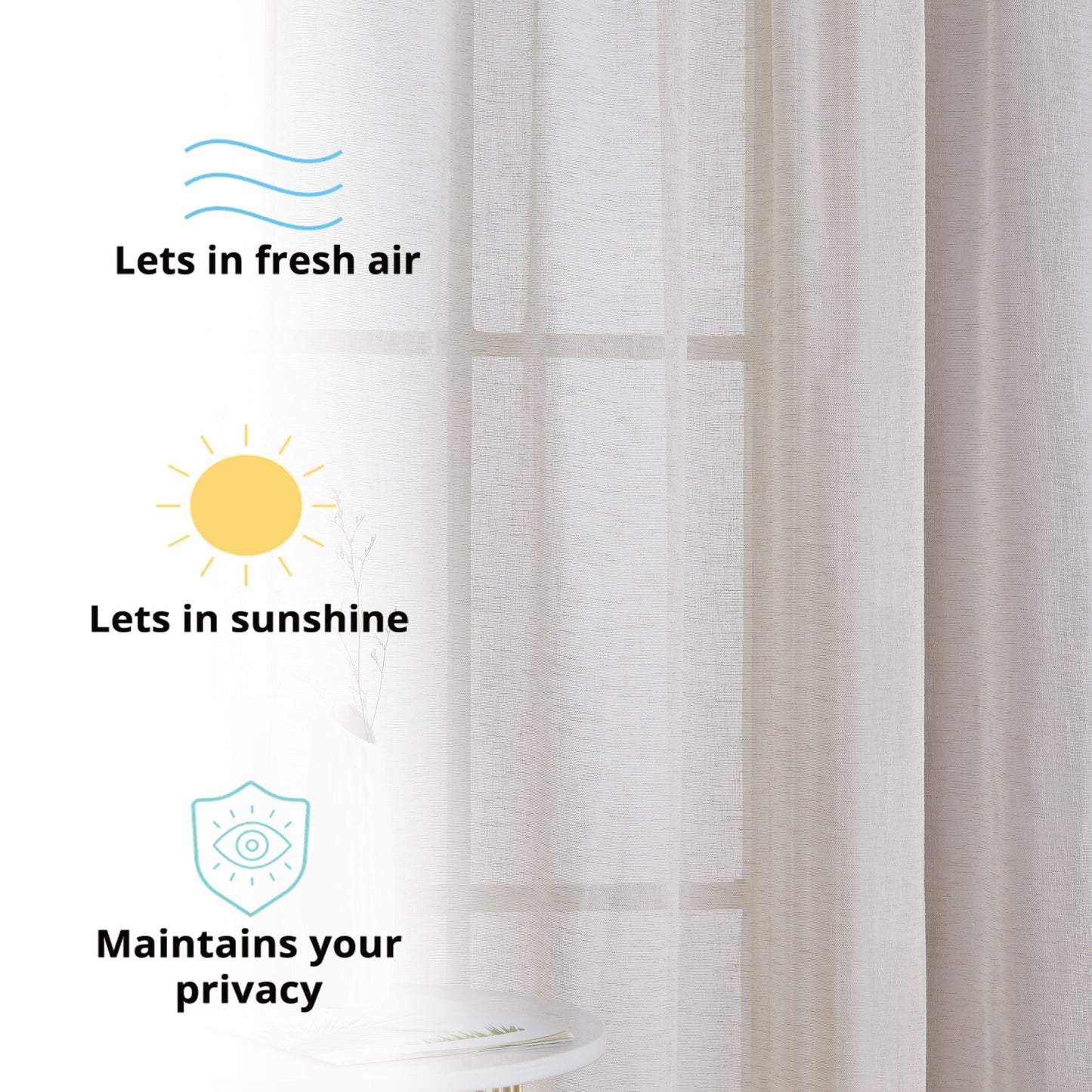 Penelope Faux Linen Sheer Curtain Panels