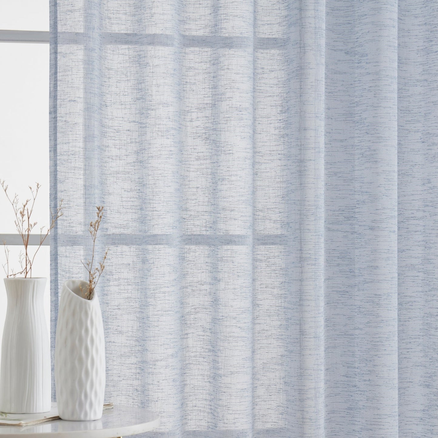 Penelope Faux Linen Sheer Curtain Panels