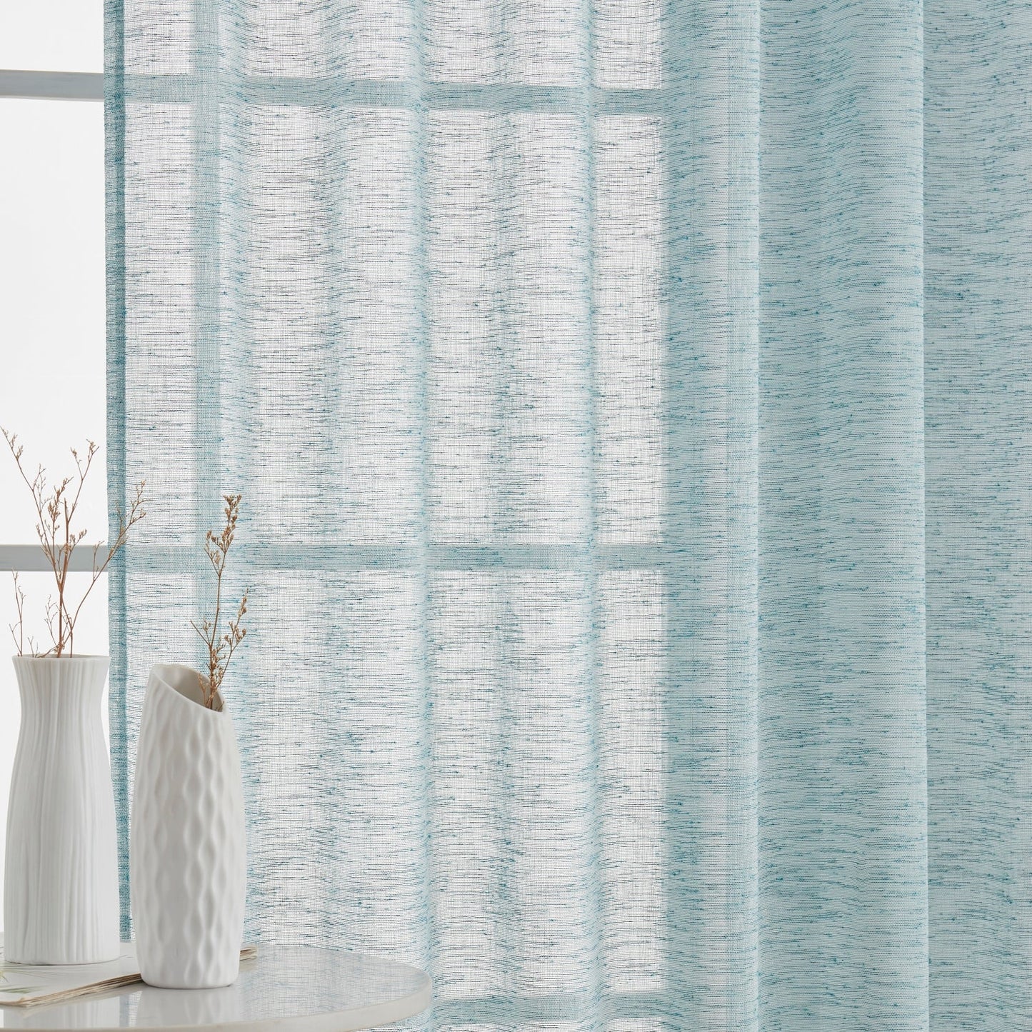 Penelope Faux Linen Sheer Curtain Panels