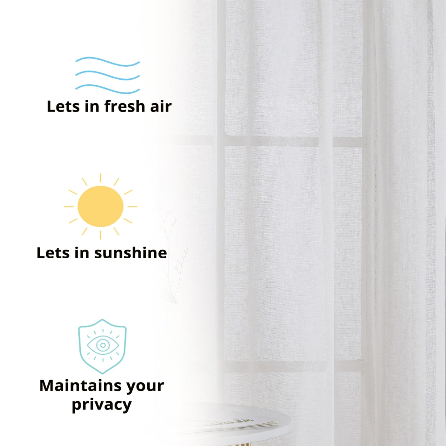 Penelope Faux Linen Sheer Curtain Panels