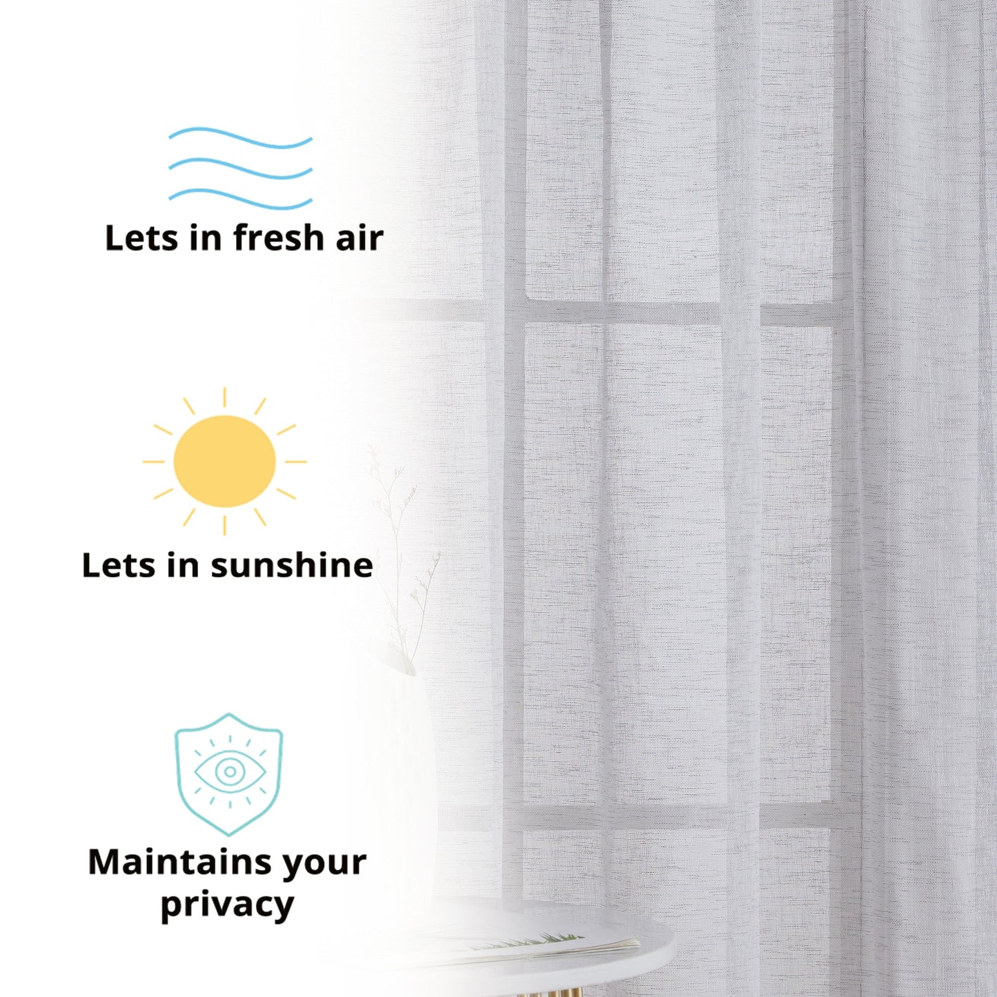 Penelope Faux Linen Sheer Curtain Panels