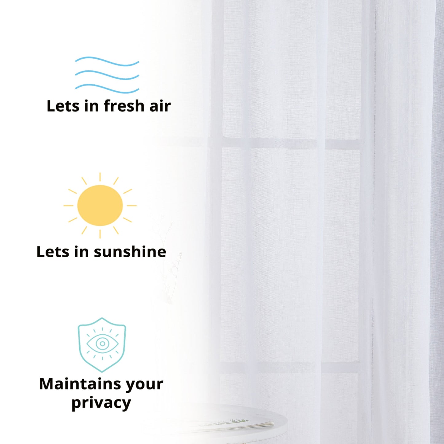 Penelope Faux Linen Sheer Curtain Panels