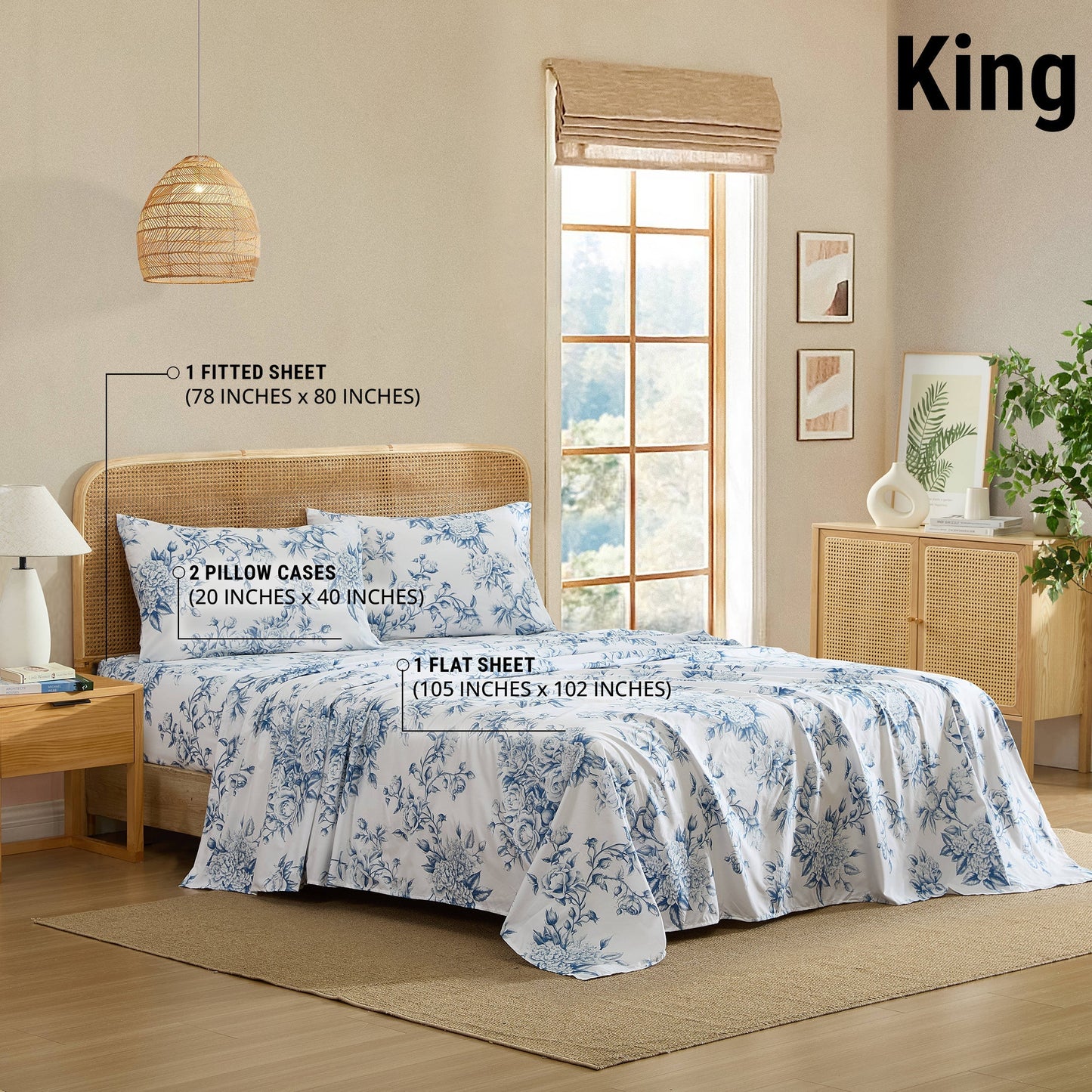 Rose Toile Floral Bed Sheets