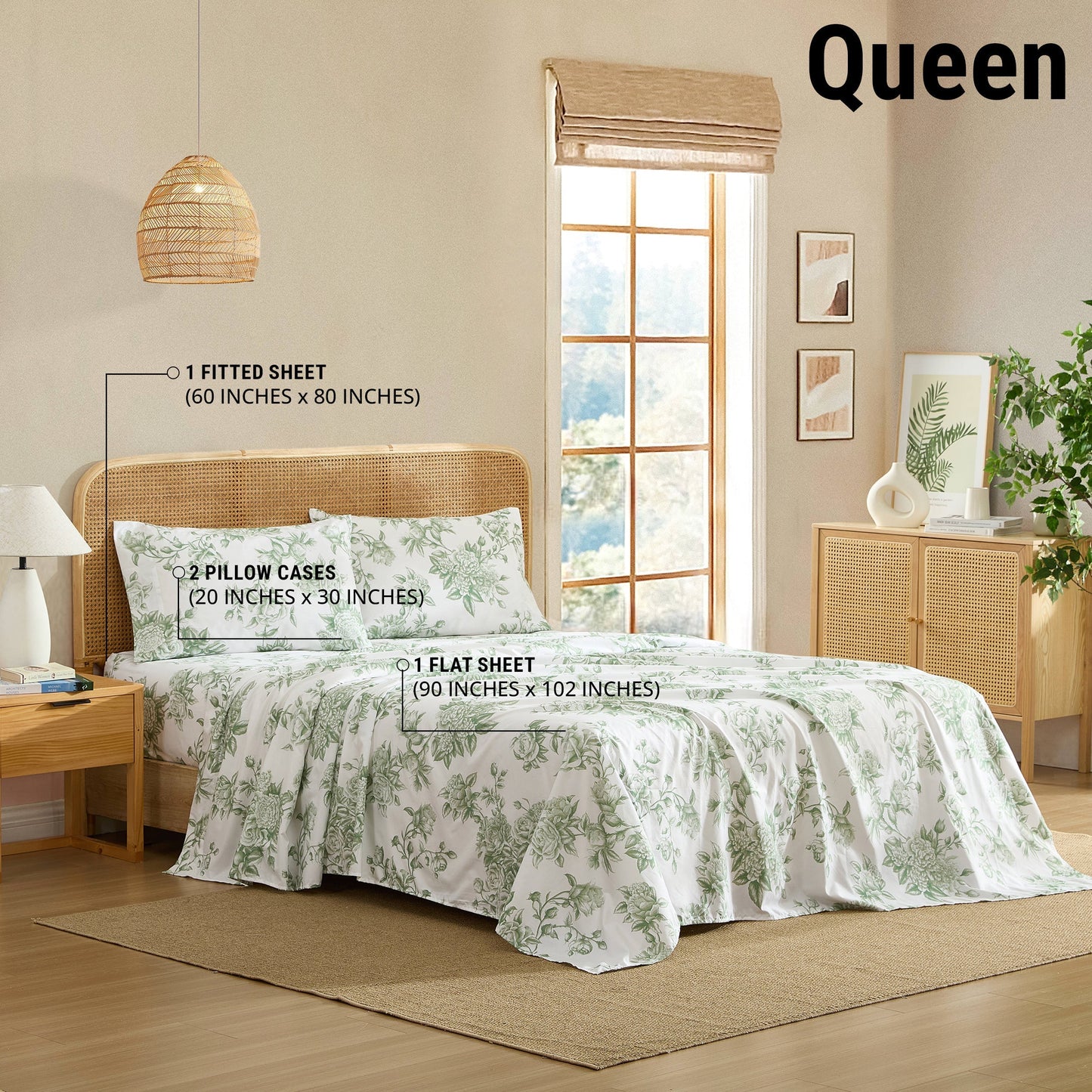 Rose Toile Floral Bed Sheets