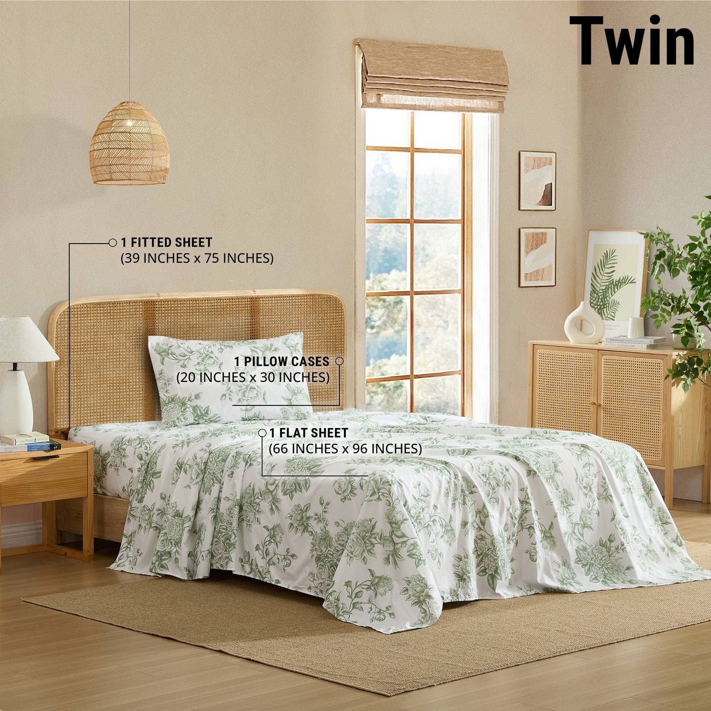 Rose Toile Floral Bed Sheets