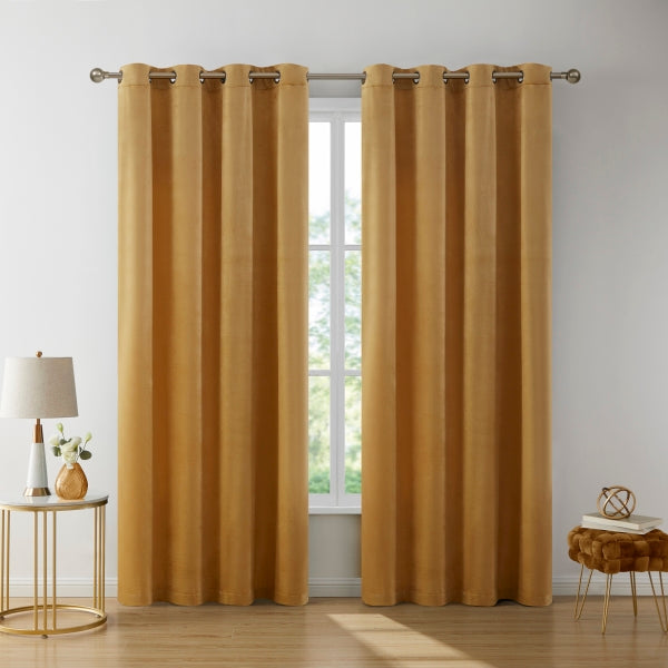 Sawyer Velvet Grommet Room Darkening Curtain Panels